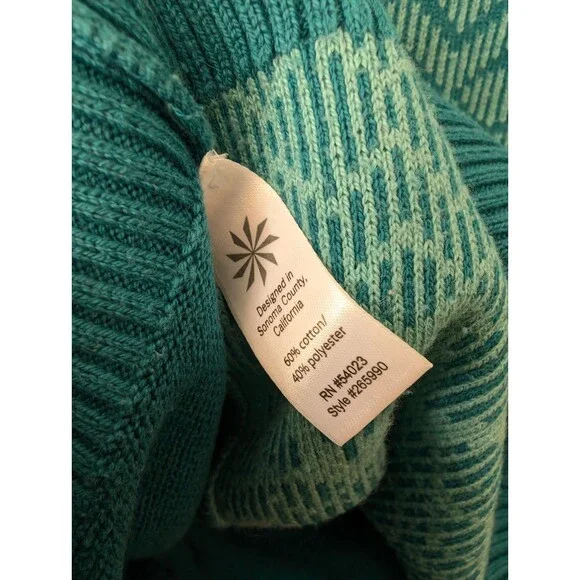 Athleta Full Zip Retro Ski Sweater w/Pockets | Women's Size M | Teal Blue - Picture 12 of 13